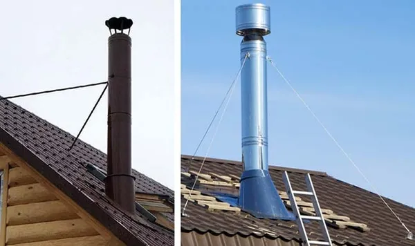 Как закрепить конец дымоходной трубы над крышей