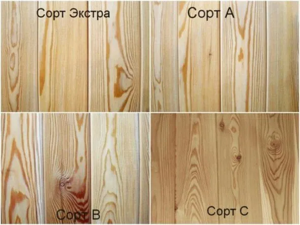 Классификация вагонки по сортам древесины