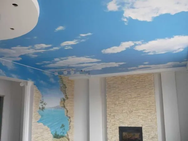 Тканевый натяжной потолок может быть с любым изображением
