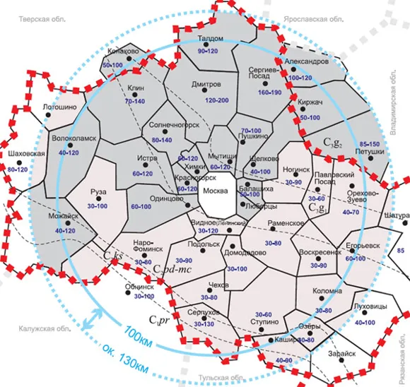 Карта грунтовых вод по Московской области