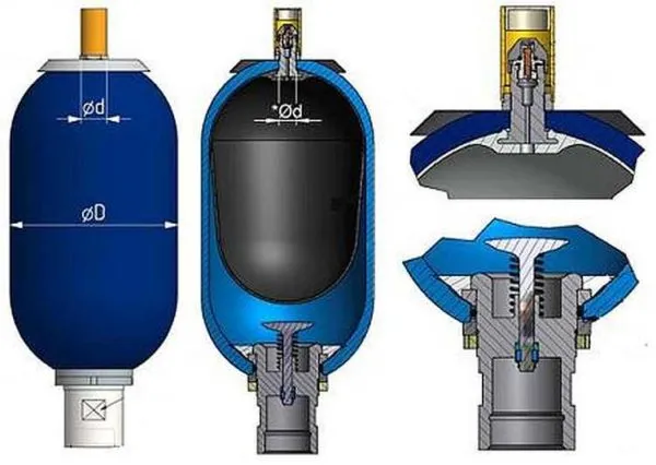 Конструкция гидроаккумулятора (изображение фланцев)