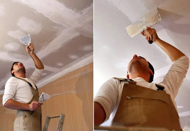 как наносить шпаклевку на потолок