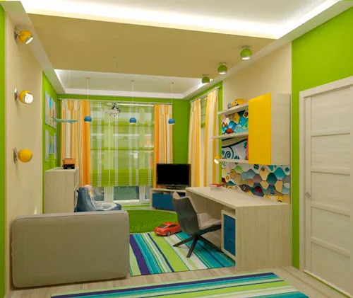 детская комната дизайн 10 кв м прямоугольная
