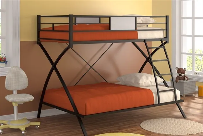 Двухъярусная металлическая кровать