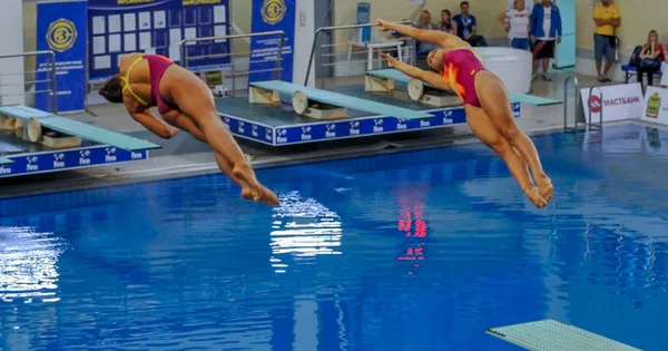 Прыжки в воду история возникновения основные виды правила какие проходят соревнования С чего прыгают в воду